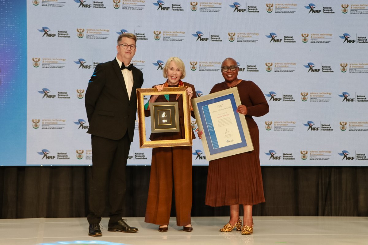 NRF_News's tweet photo. Last night, the #NRFawards2026 honoured some of South Africa’s top researchers and scientists

Lifetime Achievers Professor Jonathan Jansen and Professor Hellen Rees headlined the event. 

Read more here: https://t.co/TIjT9V1h64 https://t.co/BiNCrao1ps