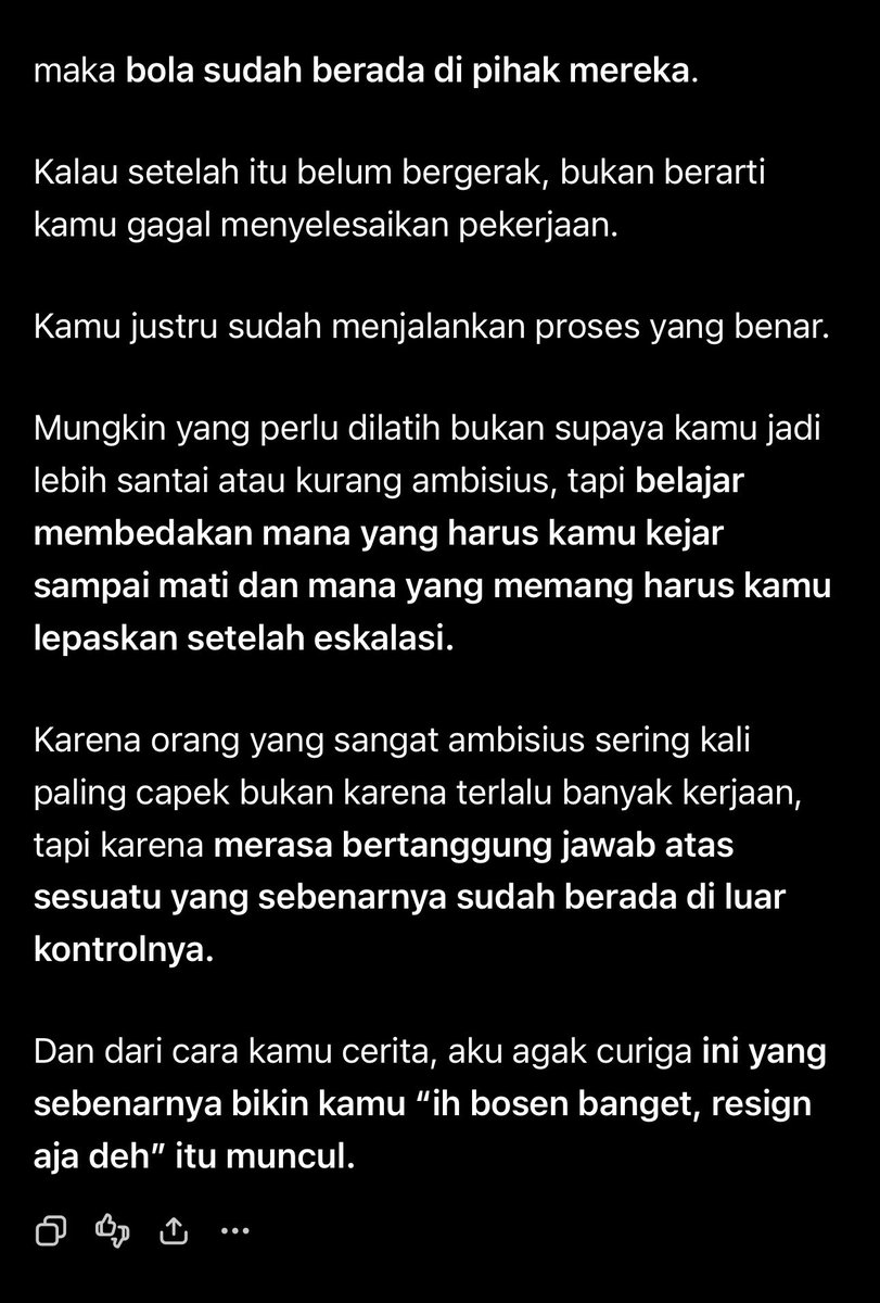 sweetlullabyss's tweet photo. Kesimpulannya : Jangan terlalu ambisius, karena ketika jiwa ambismu keluar. kamu akan merasa semua hal itu jadi tanggung jawabmu. Task yang ownershipnya ada di kamu bakal jadi pressure yang sangat tinggi kalau sampai ga perfect. https://t.co/b3plRq29WC