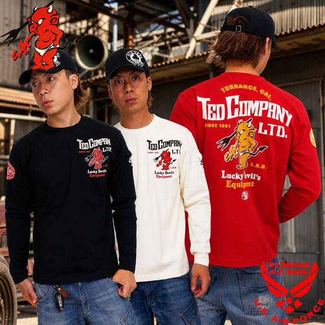 02BRAND's tweet photo. 最新長袖Tシャツが新登場ッ🔥
看板デザインスタンダード・テッドマン2✨
背面には火を噴くレッドデビル＆TED COMPANYロゴをド直球に配置した圧倒的存在感💥
胸元や袖のワンポイントも激シブ👍

今すぐプロフのURLをチェック👇
👀今すぐ【 テッドマンゼロツー】でCHECK✅

アメカジ エフ商会 ハーレー https://t.co/VKuh52bea7