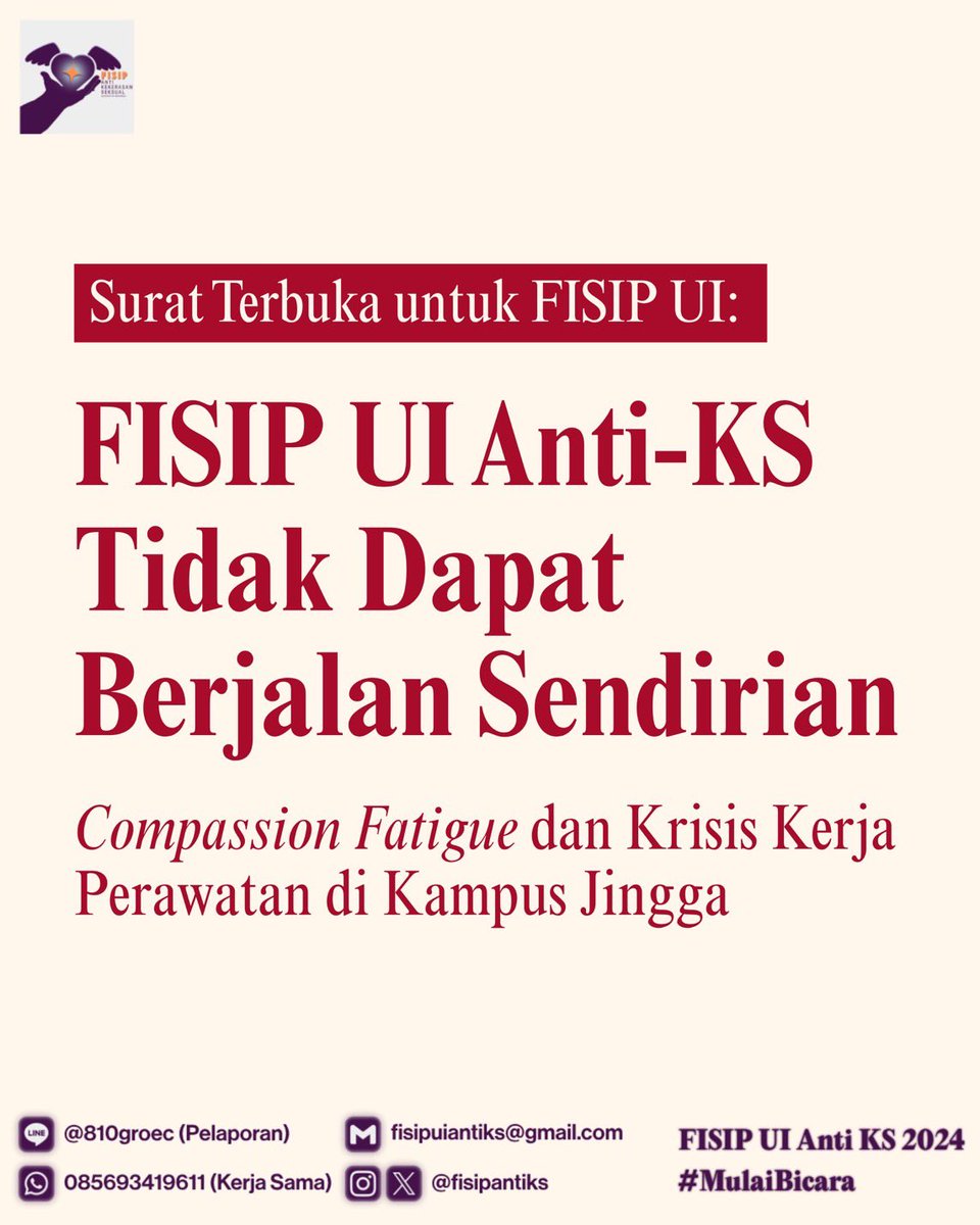 fisipantiks's tweet photo. Kami lelah, dan kami tidak ingin terus merawat ruang aman ini sendirian. https://t.co/d5dIiM90z2
