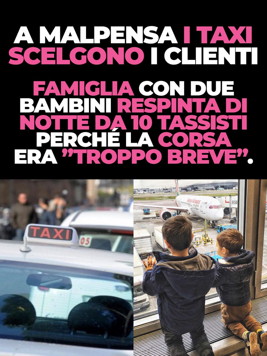 matteohallissey's tweet photo. “Vi scrivo per denunciare un episodio gravissimo e indegno di un grande aeroporto internazionale, vissuto sulla mia pelle e su quella della mia famiglia la notte scorsa all’aeroporto di Malpensa Terminal 1. Siamo atterrati passata la mezzanotte, reduci da un lungo viaggio all’estero aggravato da oltre un’ora di ritardo.

Eravamo distrutti, in particolare le mie due bambine piccole, sfinite dall’orario e dalla stanchezza. Con l’unico obiettivo di tornare finalmente a casa a Busto Arsizio, ci siamo diretti verso l’area dei taxi.
 Quello che ci si è parato davanti è stato un vero e proprio muro di illegalità e arroganza. Arrivati alla fila, composta da almeno una decina di vetture, abbiamo chiesto di poter raggiungere Busto Arsizio. La risposta, data in modo sbrigativo da tutti i tassisti presenti, è stata agghiacciante: quei taxi erano “solo per Milano”.

Ci è stato detto candidamente che non potevano effettuare corse locali e che avremmo dovuto trascinarci i bagagli al piano -1, davanti alla stazione ferroviaria. Ovviamente, dopo aver seguito le loro indicazioni e aver trascinato le valigie con le bambine stanche morte al piano -1, non abbiamo trovato nessuno.
 Siamo dovuti tornare su, disperati e con la pazienza ormai esaurita. Solo dopo una forte insistenza e di fronte alla nostra totale disperazione, un tassista si è “degnato” di farci salire, borbottando e lamentandosi per tutto il tempo del fatto che, per un viaggio così corto, stava perdendo soldi.
 Ma il peggio doveva ancora venire: invece di portarci a Busto Arsizio, ci ha scaricati davanti alla stazione del treno del Terminal 1 (dove nel frattempo erano spuntati altri due taxi), costringendoci a un ulteriore trasbordo prima di poter finalmente salire su un’altra vettura e tornare a casa.
 Mi chiedo e vi chiedo: è mai possibile che a Malpensa chi scende da un aereo venga trattato come merce di serie B in base alla destinazione? Un taxi ha il diritto di rifiutare una corsa urbana o suburbana solo perché punta alla lucrosa tratta per Milano? E soprattutto, è tollerabile che una famiglia con bambini piccoli debba subire un simile calvario a mezzanotte passata, tra scaricabarile, bugie e maleducazione?
 La gestione dei taxi all’aeroporto di Malpensa è fuori controllo e ostaggio di comportamenti inaccettabili che danneggiano l’immagine del nostro territorio e calpestano i diritti dei passeggeri. Spero che dare voce a questa disavventura serva a svegliare chi di competenza e a pretendere finalmente dei controlli severi”.