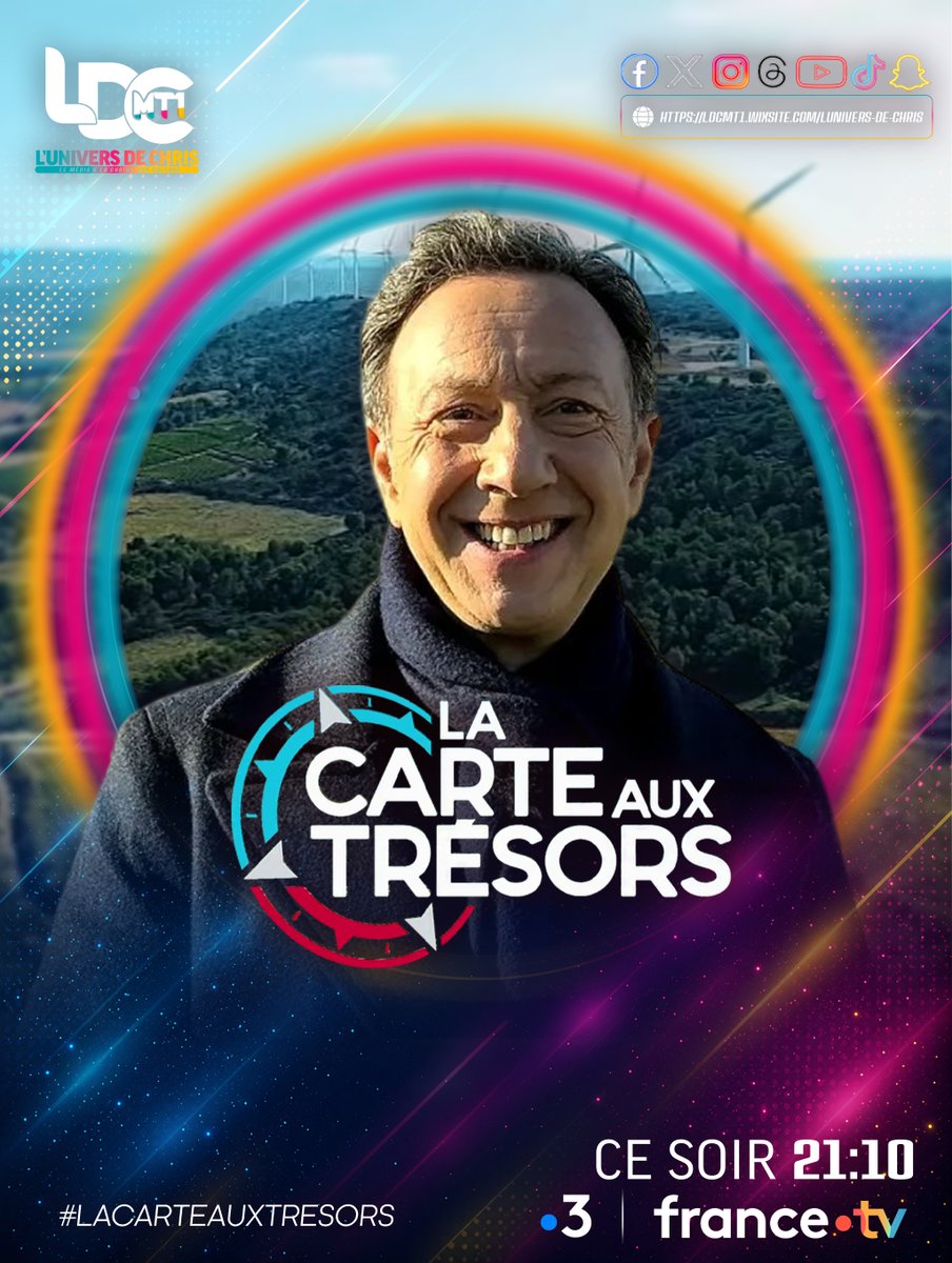 LUNIVERSDECHRIS's tweet photo. C'est le grand retour de LA CARTE AUX TRÉSORS présenté par @BernStephane direction le Val-de-Cher ce soir à 21:10 sur @francetv ! #LACARTEAUXTRESORS https://t.co/YrlJDOlpFQ