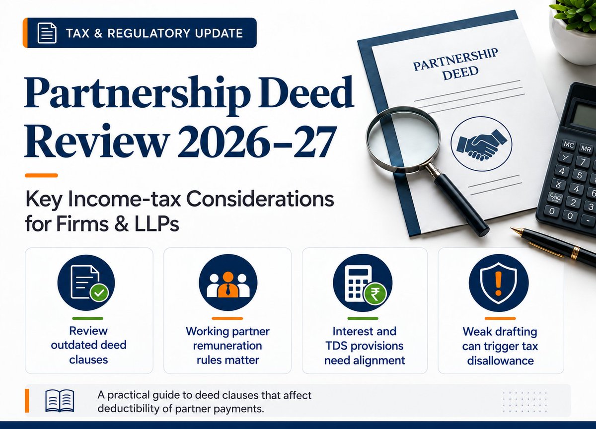 ss__partners's tweet photo. Is your #PartnershipDeed tax ready for Tax Year  2026-27.  A few clauses today can prevent recurring tax costs tomorrow.

Link: https://t.co/gH8C5HuUw0 

#IncomeTax #LLP #TaxCompliance #BusinessOwners https://t.co/MaJrFQdsdR