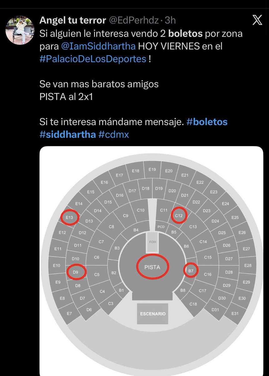amoredemisamorr's tweet photo. CUIDADO

ESTÁ CUENTA ESTAFA CON BOLETOS DE  SIDDHARTHA —> @EdPerhdz

NO TIENE BOLETO
POR ESO ME TIENE BLOQUEADA PORQUE LO QUEMÓ JAJAJA

NO CAIGAN.

@IamSiddhartha
#PalacioDeLosDeportes #boletos
#siddhartha #cdmx https://t.co/STUnhhPw1E