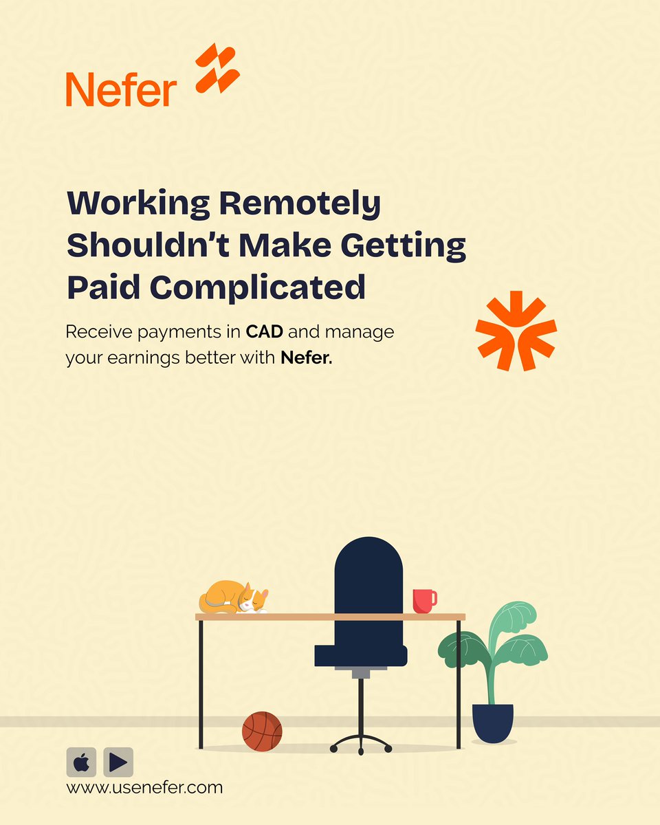 usenefer's tweet photo. Working remotely gives you the freedom to work from almost anywhere.

Receive payments in CAD and manage your earnings better with Nefer.

Download Nefer - https://t.co/tujGL56SSI and start your transfer today.

#NGNTOCAD #BetterWithNefer #MeetNefer #Nefer #DiscoverNefer https://t.co/3CyPzgtjx7