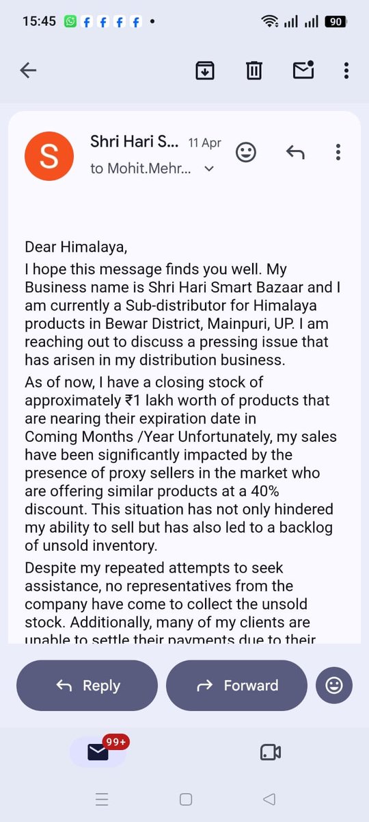 shivky83's tweet photo. @HimalayaIndia facing big issue in Himalaya's unsold inventory and return of fresh &amp; expire goods to the company even after reported this matter months back to RSM/ ASM and Management no positive action taken by the Management why? What a business model. https://t.co/YAraa046iV