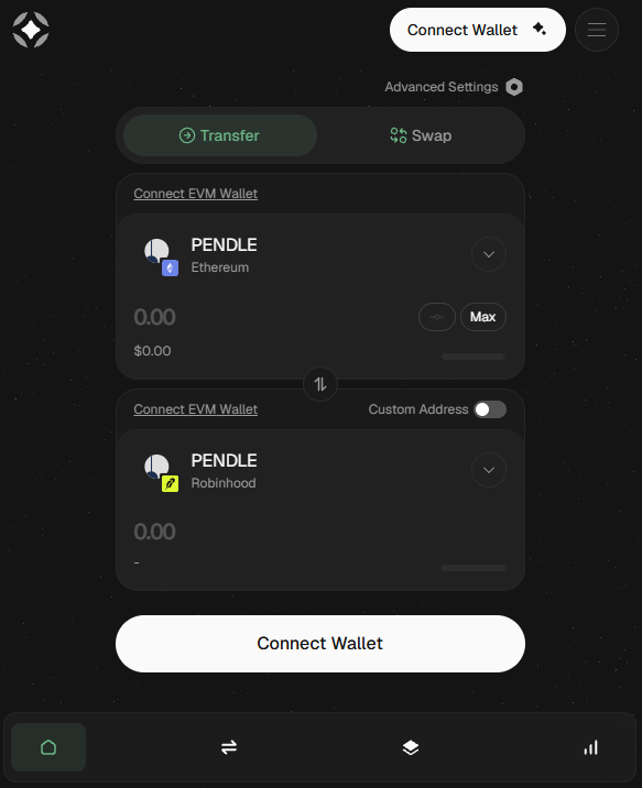 pendle_fi's tweet photo. You can bridge $PENDLE to Robinhood Chain from other chains via @StargateFinance here: https://t.co/tQSHxbNmJ9 https://t.co/Qa2qrXXiEi