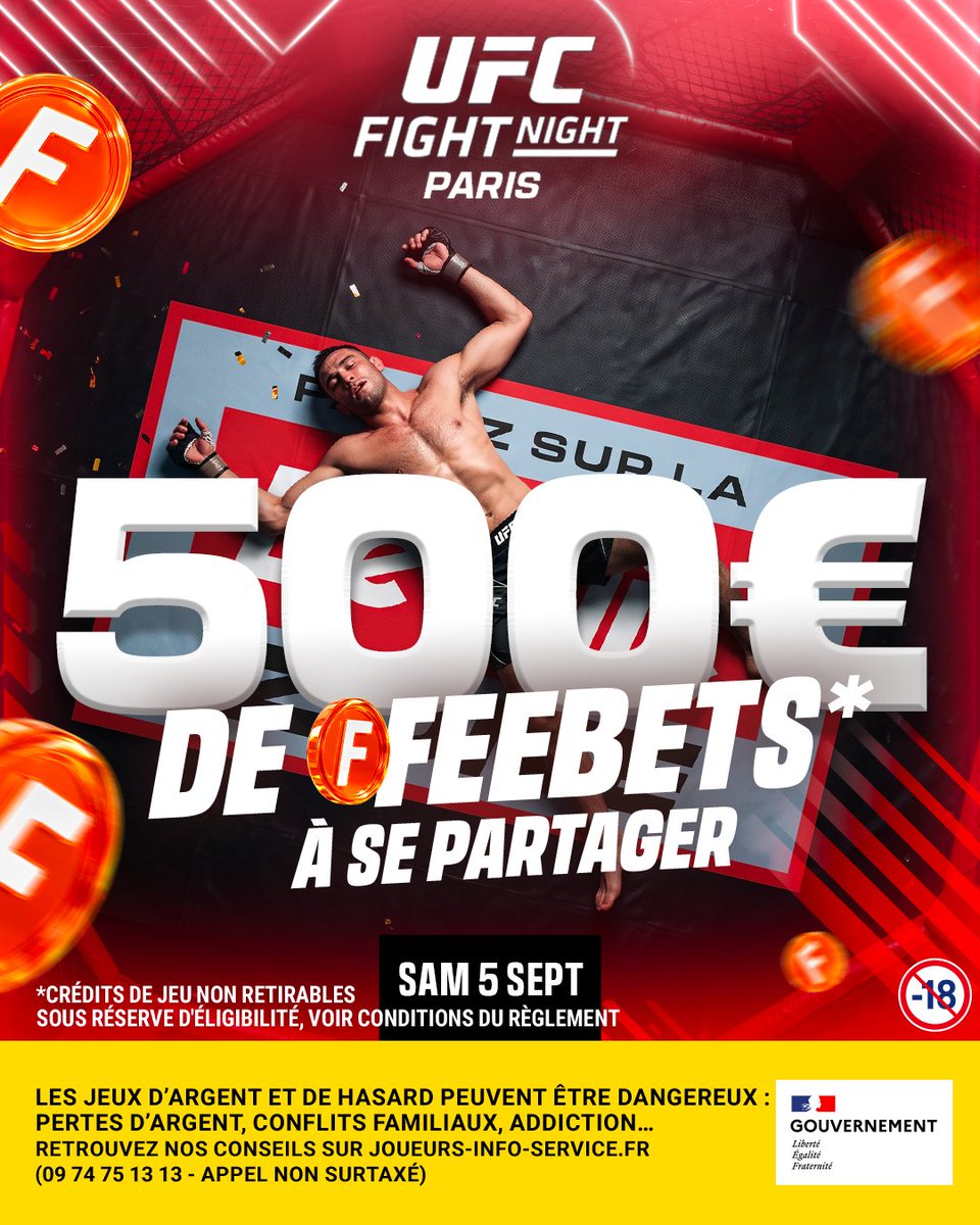 Betclic's tweet photo. J-1 avant la soirée qu'on attend tous  ! ⏳🥊  

🎁 10 x 50€ de Feebets* à se partager parmi vous ! 

Donne-nous ton meme de l'#UFC préféré + ton pseudo Betclic pour participer !! 🤝 #FeebetsBetclic https://t.co/mbvM4oLlCR
