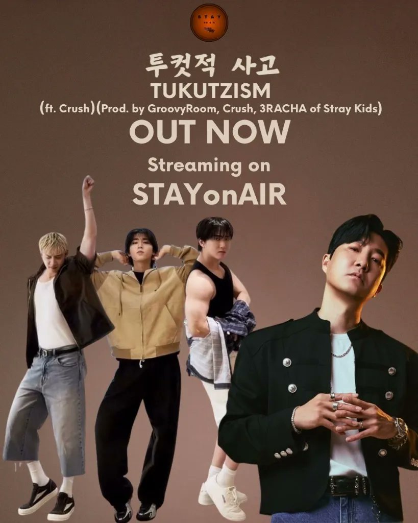 STAYonAIR2503's tweet photo. STAY ❤️

투컷적 사고 (TUKUTZISM) by TUKUTZ ft. Crush is OUT NOW! 🎶🔥

The ultimate collaboration has finally arrived! TUKUTZ from Epik High drops a massive track for the epic “Epikase Song Battle”. What makes it even more legendary? This masterpiece is produced by 3RACHA of Stray Kids alongside GroovyRoom and Crush! 
Let’s fill the air with this incredible production and give #TeamTUKUTZ a shout out! 

Stream it now on STAYonAIR 
📻 https://t.co/Q9z7U94YdG

STAYonAIR Team 🧡🖤

TUKUTZISM PROD 3RACHA
#TUKUTZISMx3RACHA
#투컷적_사고x쓰리라차