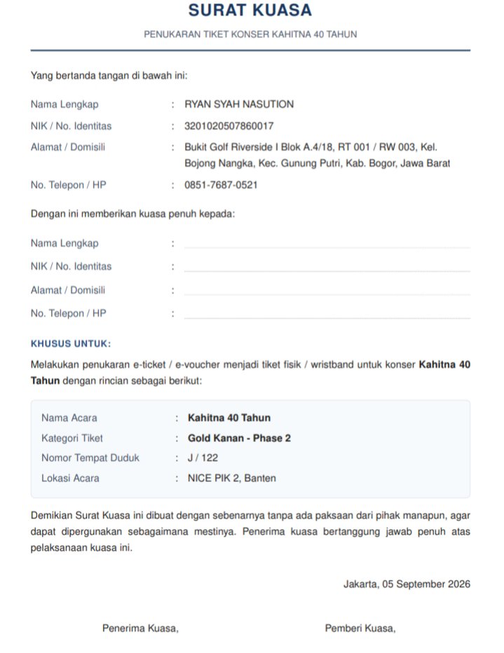 ryansyah051's tweet photo. ‼️ WTS Jual Tiket Konser Kahitna 40 Tahun⚡ 

🎟️ Ready Silver Kanan | 2tix
📆 5 Sep 2026 - PIK
💵 @ 465k/tix

❎ No COD berhalangan hadir
✔️ Trusted 100% | Incld Surat Kuasa | Bisa kirim eticket duluan

📩 DM / WA (cek no wa di bio/profile ya)

t. wtb beli #zonauang #zonajajan https://t.co/JUjgEug587