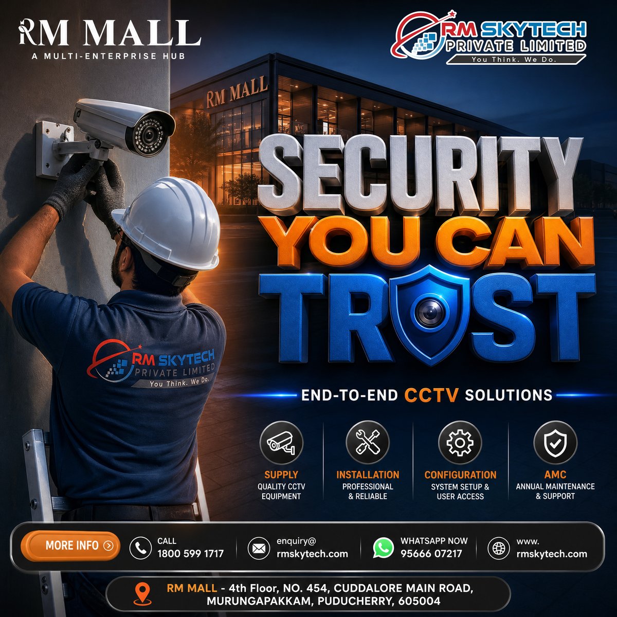 rm_repair_serv's tweet photo. Security you can trust! 🛡️📹
Get complete end-to-end CCTV solutions for your home or business with @RMSkytech.
📞 1800 599 1717 | 💬 95666 07217 🌐 https://t.co/rftdAkm0bn
#CCTV #SmartSecurity #RMSkytech #Puducherry #SafetySolutions https://t.co/xd62rgdjZM