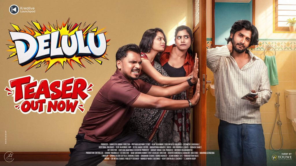 AbhinavGomatam's tweet photo. Big shout to the team of Delulu. All the best guys!

@itzVijayraj #VeniRao #SaiPrasanna #AkhilJackson
@KondaSankeerth
@prithamk369
@ValluriSPK
@TeamStarCircle https://t.co/48LhSHRn7P