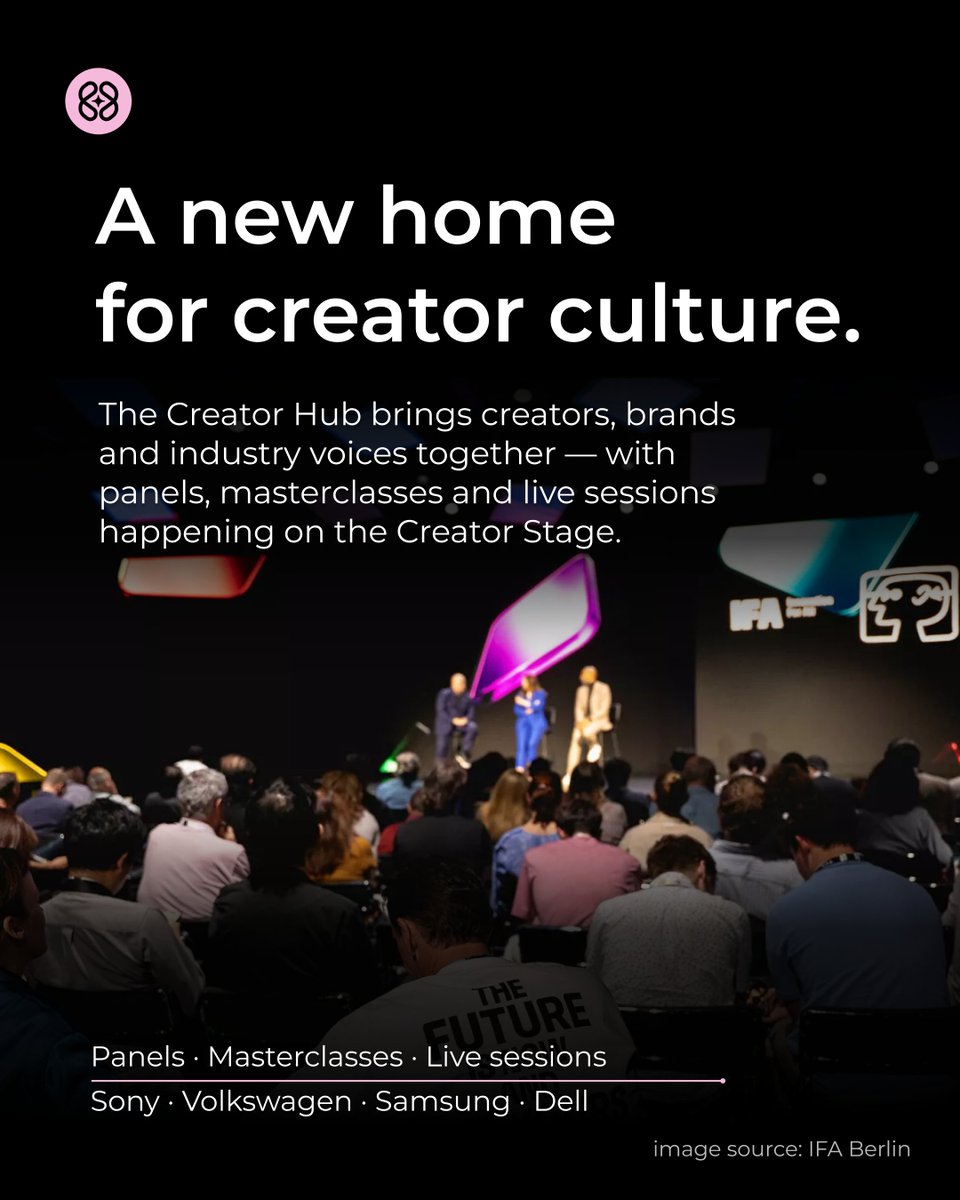 dei_nai's tweet photo. Creators are getting more space at IFA 2026. 🎥
The Content Creation area is 70% larger, spans two halls for the first time, and puts more creator tech in focus — from drones to AI-powered editing.
Here’s what’s new 👇
#IFA2026 #CreatorTech https://t.co/MBKxEPnn4O