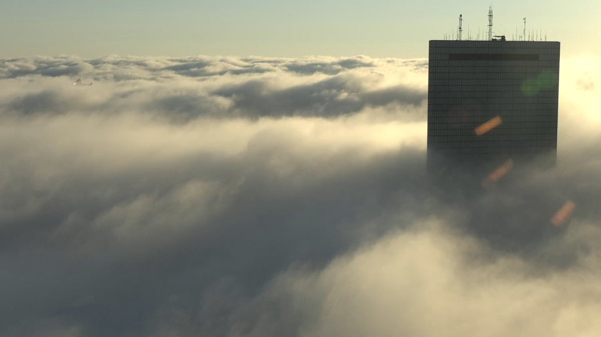 WxManAJB's tweet photo. Here's what awaits, above this fog.

Sunshine ahead, once the fog burns off. This morning, we've just taken the sky and "turned it upside down." Clouds are right here on the ground and clear skies are found above. From the Pru's vantage point, this is called "undercast." #WCVB https://t.co/3TLI3jfIcz
