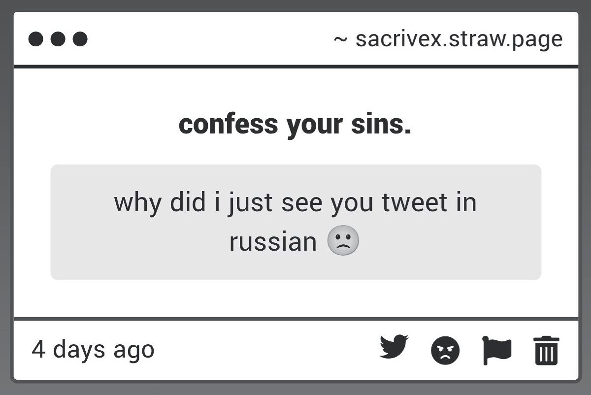sacrivex's tweet photo. i know it must be deeply overwhelming to discover that my linguistic repertoire extends far beyond your own, but neither my background nor my linguistic range is subject to your confusion, disapproval, or your business whatsoever. https://t.co/MDRRkeFyRl