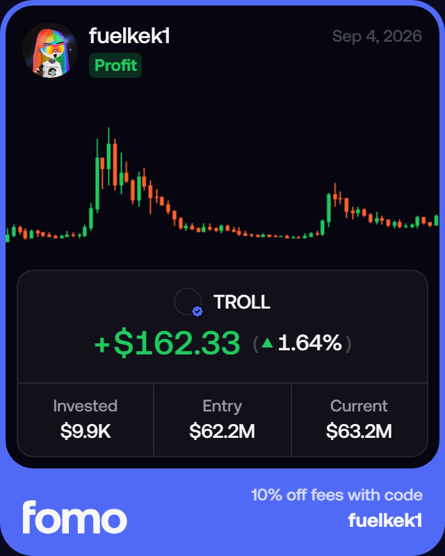 fuelkek's tweet photo. Just bought $10,000 worth of $TROLL on FOMO

Solana’s been getting its lunch money taken by RH lately and I’m not watching from the sidelines 

If the trenches are gonna wake back up, I want exposure to the memes with actual recognition + history behind them

TROLL is one of them

I wanna see this thing at stupid numbers while everyone who faded starts panic buying higher