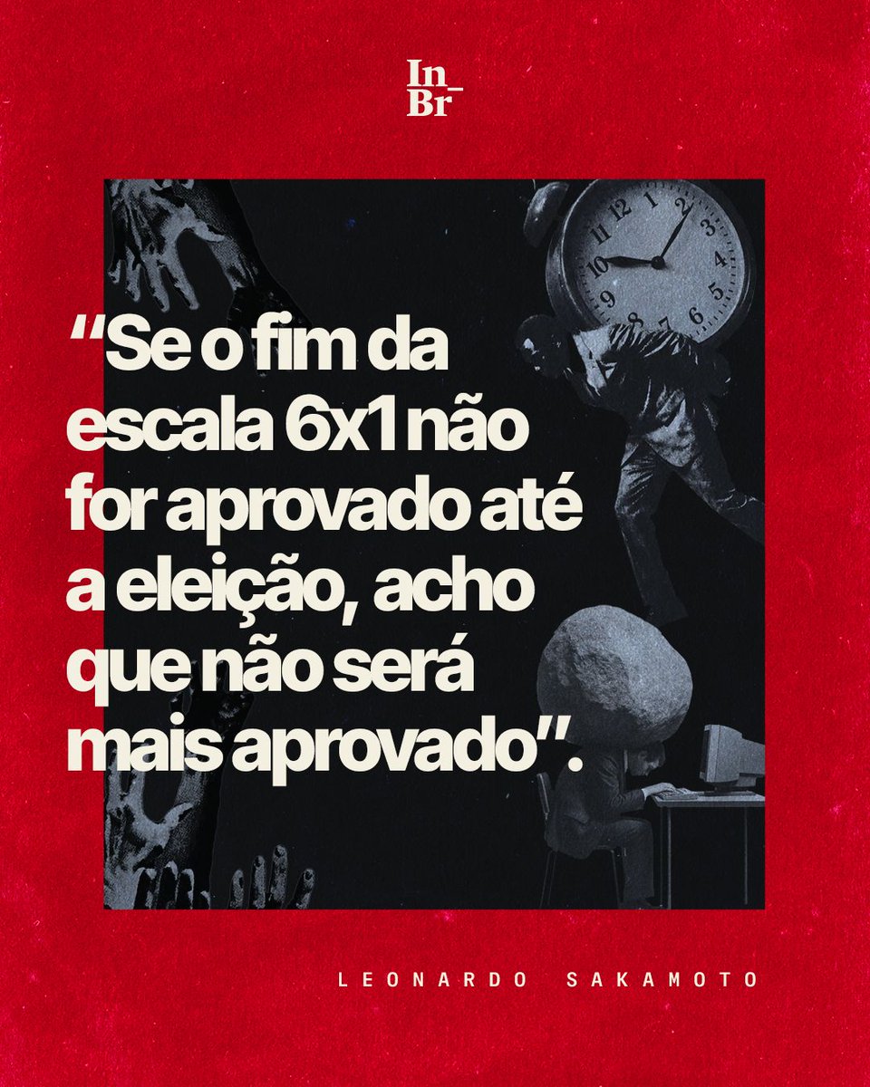 TheInterceptBr's tweet photo. O fim da escala 6x1 corre risco se sua votação acontecer depois das eleições. Os senadores eleitos ainda vão se importar com as demandas da população quando seus lugares já estão garantidos?

Já esperamos tempo demais. Marque aqui seu senador para cobrar a votação da escala 6x1. https://t.co/n4993I9M1o