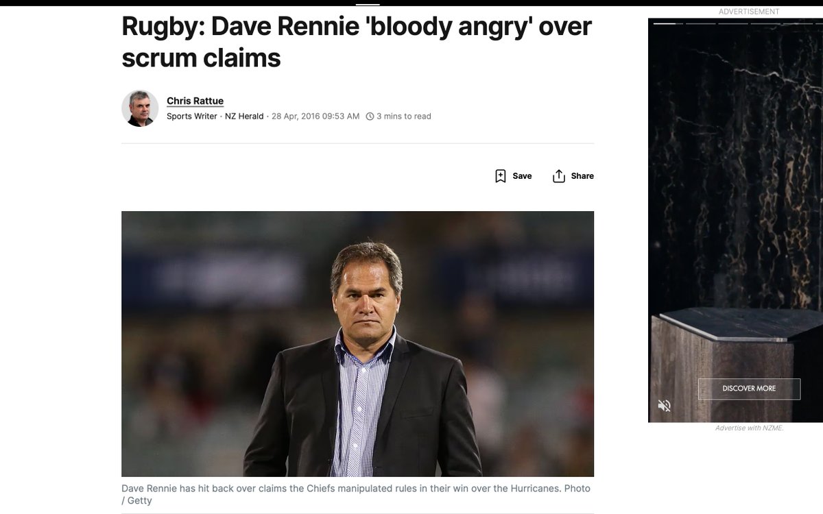 XRP4Me33's tweet photo. @Brendennel In 2016, while coaching the Chiefs in Super Rugby, #DaveRennie said he was “bloody angry”
over claims that his side had #manipulatedtherules
or “#cheated”) to force #uncontestedscrums and secure a narrow win over the Hurricanes.
https://t.co/qdHscMojpl https://t.co/hOlOIdax8k
