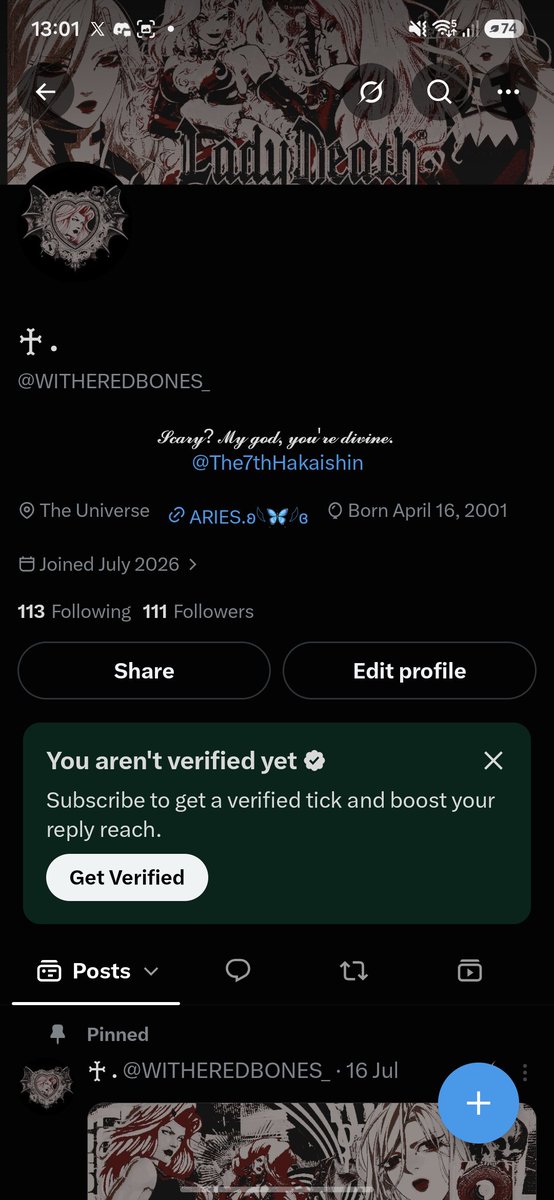 UbuntuMelody's tweet photo. ARIES. ..𓂃 ࣪ ִֶָ🦋་༘࿐

Yall should like, toooootally give love to my lady Death as well (an OC) https://t.co/9tnLnQj3B6