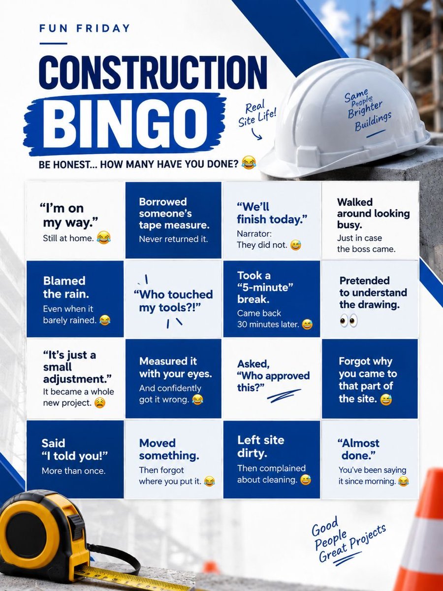 heavensgate_ng's tweet photo. Be honest… 😂 How many boxes did you tick?
Construction people, we’re watching!
Drop your number in the comments.
#HeavensGate #FunFriday #ConstructionLife #ConstructionNigeria #SiteLife https://t.co/6ZYj8gNoH2