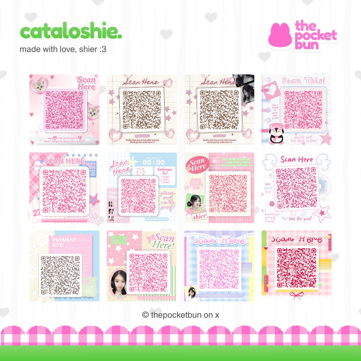 modivsh's tweet photo. @sieounyy halo kak sienna qr deconya yuk! (๑ᵔ⤙ᵔ๑) ♥︎ @thepocketbun open edit qr qris deco start 5k free ubah pattern, bisa recolor dan rush order ..  🌱🍥 payment via qris only, order dm ke @thepocketbun ໒꒱  ⁺˳ ⋆ https://t.co/2Mmr8nTvYZ
