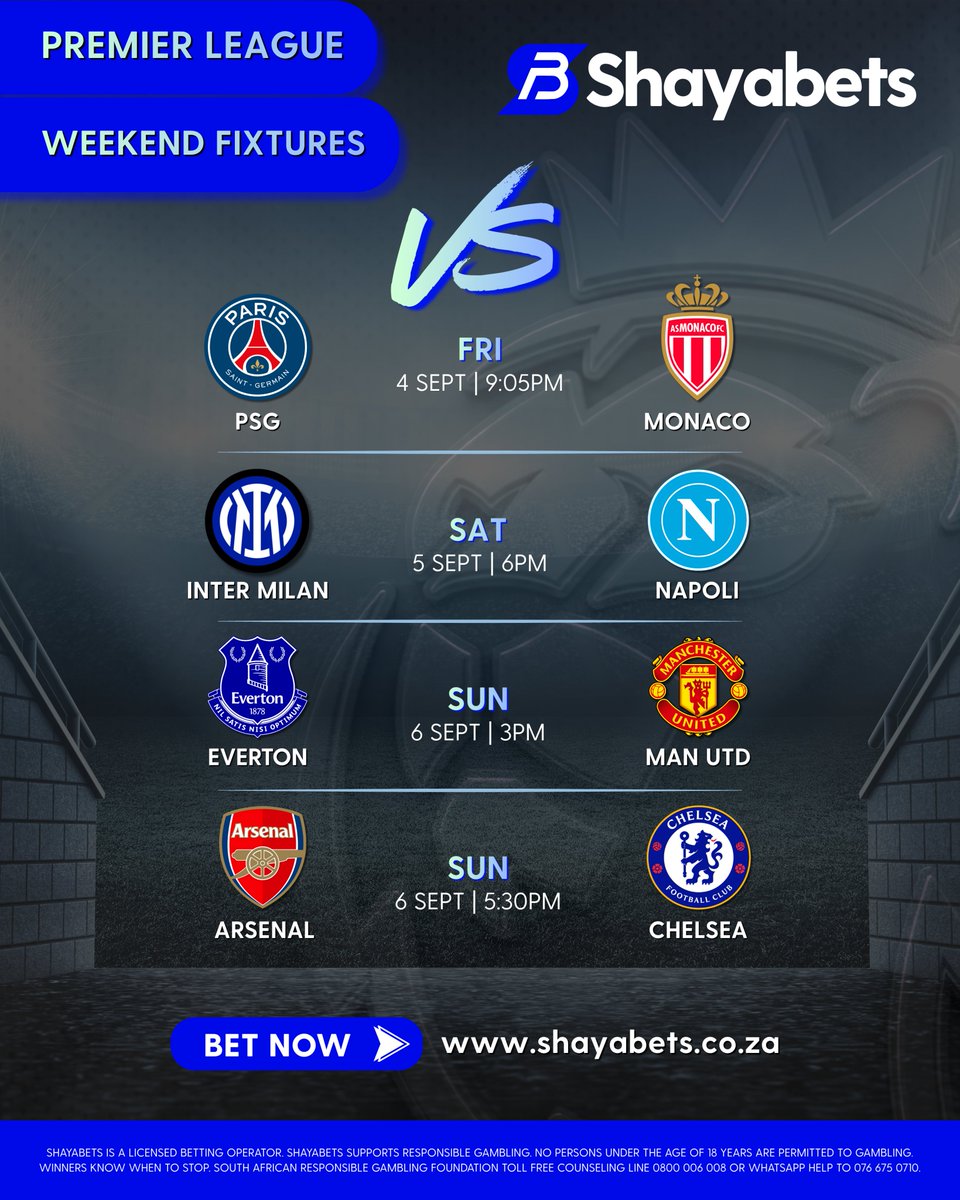 Shayabets's tweet photo. ⚽🔥THE PREMIER LEAGUE WEEKEND IS HERE! 🍿

The fixtures are lined up and the action is about to kick off! 🙌

👀 Who are you backing this weekend?

Get in on the Premier League action with Shaya 👉🏽 https://t.co/5gKjbM5oUD

#ShayaBets #SportsBetting #PremierLeague #Football #SoccerBetting