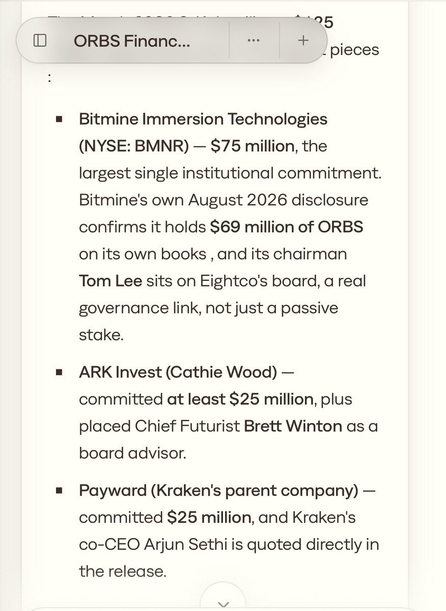 HumbleLearner69's tweet photo. Institutional buyers of $ORBS 100x bagger soon: 

👇🏻
$BMNR ethereum:native $ARKK bitcoin:native $QQQ $SPY https://t.co/XBeT4r5CkS