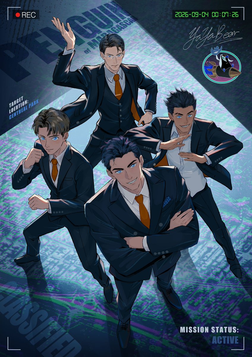 witch_robin's tweet photo. "Cute and cuddly, boys. Cute and cuddly." 🐧
Skipper, Kowalski, Rico, and Private as human secret agents!
#ThePenguinsOfMadagascar #PenguinsOfMadagascar #gijinka #humanization #Skipper #Kowalski #Rico #Private #artprocess #illustration #WIPㅤ https://t.co/K6LDPu4o5J
