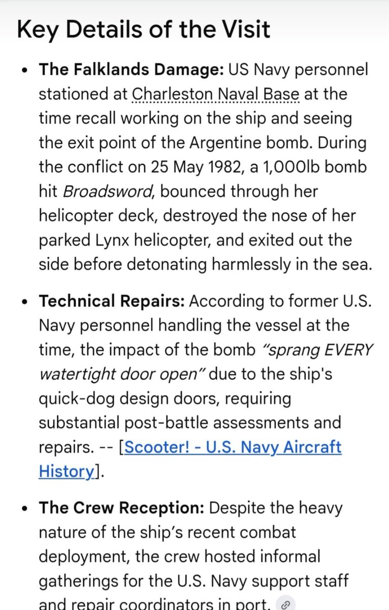 barbara_gale's tweet photo. @edvaizey @timesradio HMS Broadsword repaired at Charleston Navy Dock by Anericans! We were invited on board and saw the damage. America did help then!!!! https://t.co/d6i6Xod66b