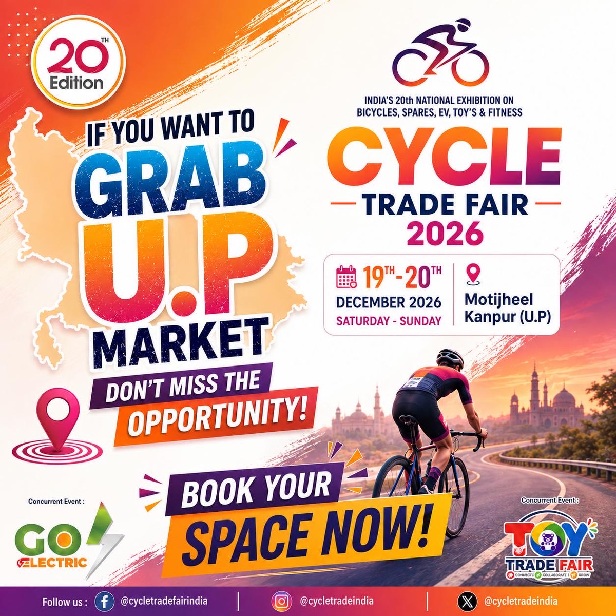 cycletradeindia's tweet photo. #CycleTradeFair2026 #CycleTradeFair #20thEdition  #BicycleIndustry #CycleIndustry #IndianBicycleIndustry #BicycleExpo #CycleExpo #BicycleBusiness #CyclingIndustry #Bicycles #Fitness #EV #ElectricVehicles #ToyTradeFair #GoElectric #MotijheelKanpur  #MakeInIndia #ViksitBharat https://t.co/s90BDTYlAW
