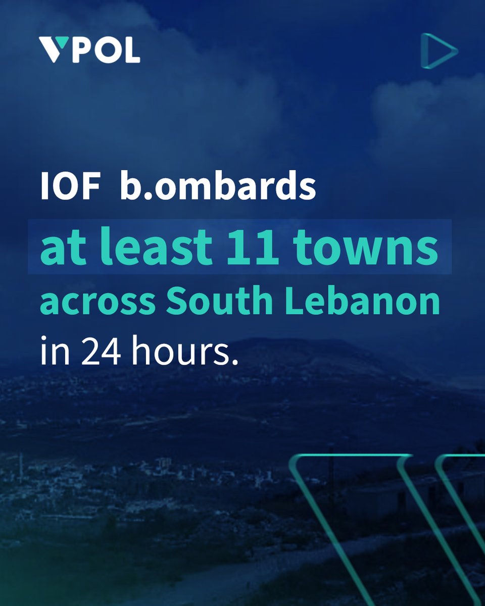 VocalPolitics1's tweet photo. The Israeli occupation’s mass bombardment of southern Lebanon continued on September 3 and into September 4, as Israeli warplanes, artillery and ground forces struck a wide area across the south, including the strategic Ali al-Taher ridge, Eastern Zawtar, Mansouri, Wadi al-Salouqi, Wadi al-Hujeir, Bani Hayyan, Houla, Beit Lif, Bar'ashit, Nabatieh al-Fawqa and Al-Qantara, according to local media. 

￭ The attacks came as Israel continues to occupy parts of South Lebanon and the IOF establishes temporary positions inside occupied Lebanese territory, despite the so-called “ceasefire,” and the continuation of Israel’s ethnic cleansing campaign of South Lebanon.