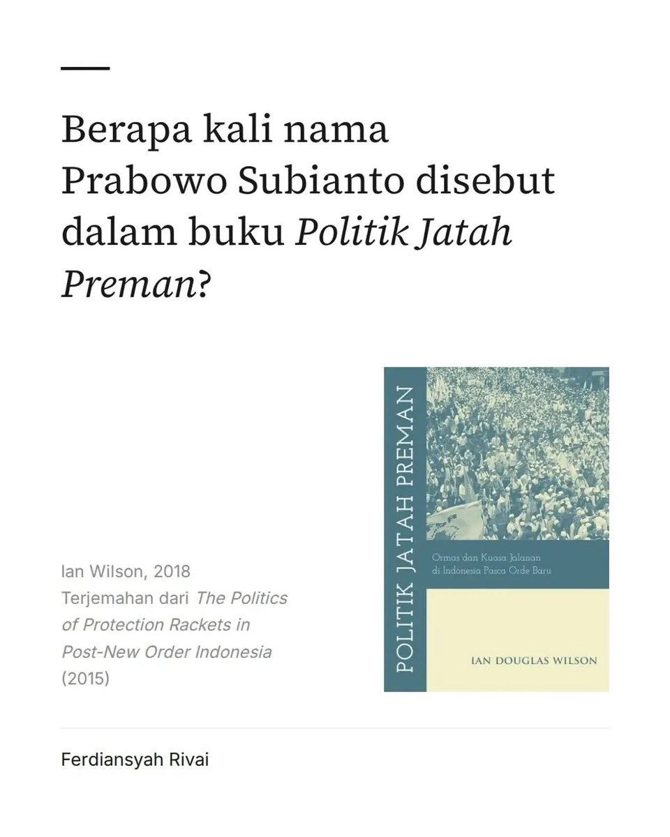 ridoarbain's tweet photo. Saking seringnya nama Prabowo disebut dalam “Politik Jatah Preman”, Bung @ferdiisme sampai bikin postingan ini. https://t.co/MeyxoVOyHM