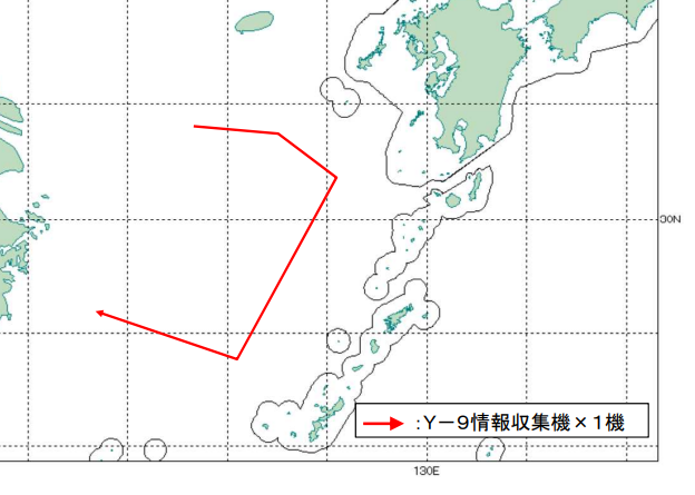 jointstaffpa's tweet photo. 令和８年９月４日（金）中国軍の情報収集機（Y-9）が、東シナ海上を長崎県男女群島南方から沖縄本島沖にかけて飛行し、これに対して #航空自衛隊 の西部航空方面隊等の戦闘機を #緊急発進 させ対応しました。 https://t.co/bGSNKFl4oJ
