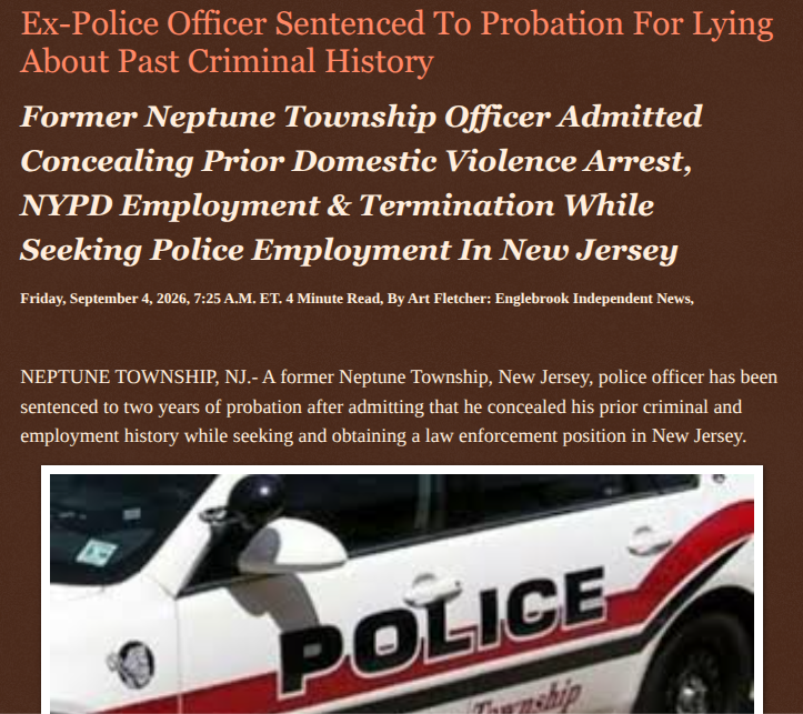 ArtFletcher9's tweet photo. Ex-Police Officer Sentenced To Probation For Lying About Past Criminal History https://t.co/omriwsDSYb via @Englebrooknews #NewJersey #MonmouthCountyNJ #NeptuneTownshipNJ #PoliceOfficer #Sentenced #Probation @HRG_Media @LodiNJNews @fordmb1 @SarahGeving1 @Shannon96574094 @DanCook26214426 @Daytobehappy @janninereid1 @gator4kb18 @TrumpWasRite2 @KathyKbrose @RobGerundo @JimBobW49