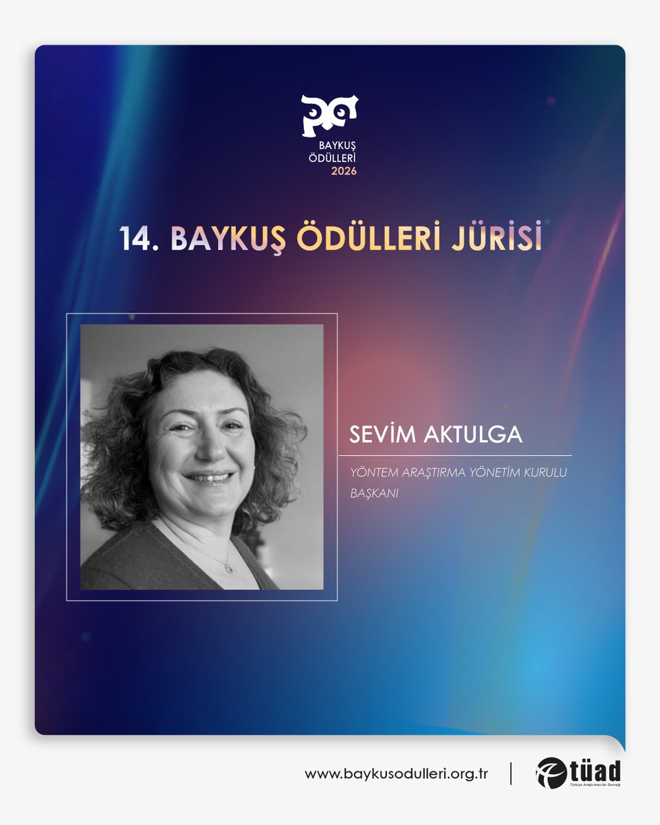TrArasDernegi's tweet photo. 14. Baykuş Ödülleri Jürisi Sevim Aktulga @yontemresearch #BaykuşÖdülleri2026 #Jüri https://t.co/wt3EeSp7Lx