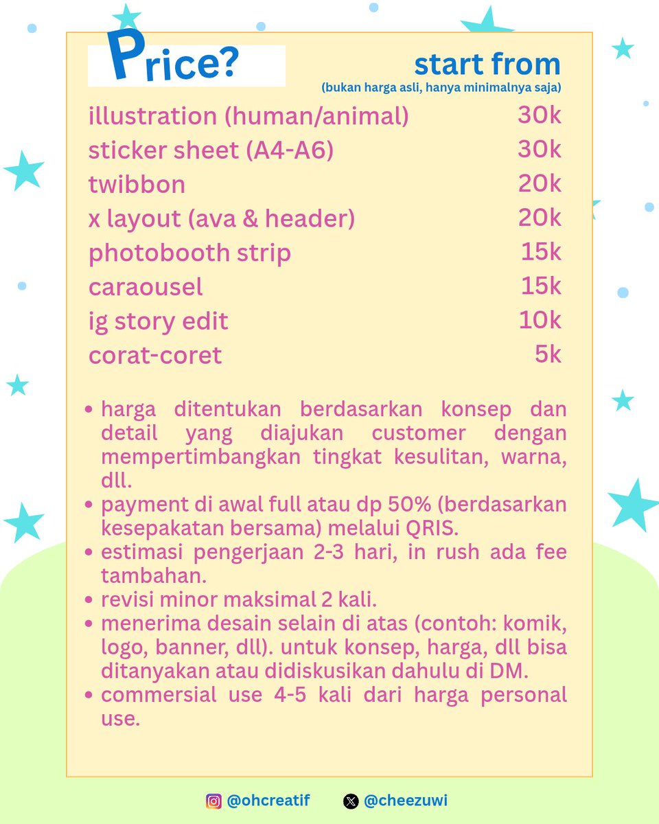 cheezuwi's tweet photo. any interaction is appreciated 💗

𐙚 ‧₊˚ ⋅ aku open commission / custom ⁀જ➣ ilustrasi, twibbon, layout, caraousel, scribble / corat-coret, sticker, dll. 

any information bisa ketuk DM aku ya ꒰ mention after DM, yap! ꒱

#opencommission #bealanja #zonauang https://t.co/SnwOl2astq