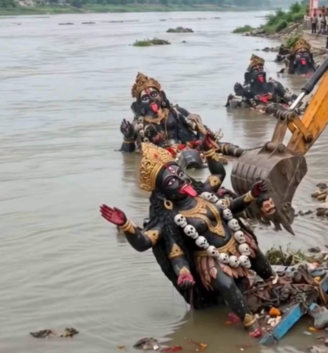 marksuh73's tweet photo. Citizens of Nepal are recovering their Gods after flood break many of their temples and swept them away .... https://t.co/3JjGmH3vYv