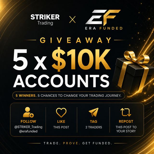 strikertrading's tweet photo. 📷 50K+ Funded Accounts GIVEAWAY 📷 

STRIKER Trading × ERA Funded 
📷 5 winners = 5 × $10K accounts 
📷 Just follow, like, tag 2 traders &amp; repost 
📷 Join Discord &amp; participate in spin: (Follow rules)
https://t.co/M3OqKHLeHN

@EraFunded @PropFirmMatch #propfirm #forextrading https://t.co/u8cPZMoX0T