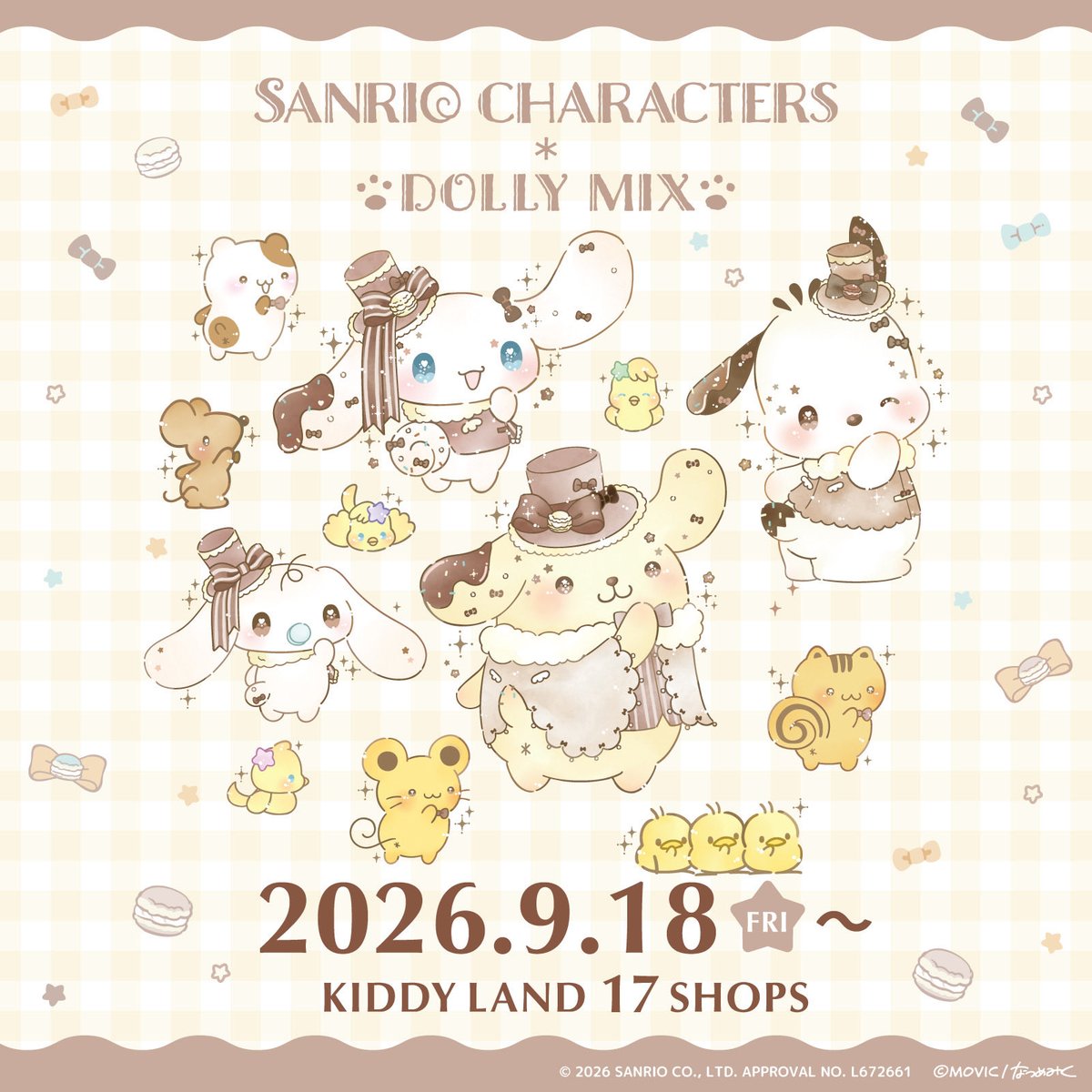mikuchocojam's tweet photo. 🎀🐶🤎お知らせ🤎🐶🎀

ポムポムプリン・シナモロール・ポチャッコ×DOLLYMIX
イラストを担当させて頂きました♡
💛9/18（金）～キデイランド17店舗で先行販売します
🤎9/19（土）大阪梅田店(大阪)サイン会をいたします🍮🐾

詳細はこちら↓
https://t.co/3wczln9eoQ

#サンリオ #ドーリーミックス https://t.co/ctnoQs23bE