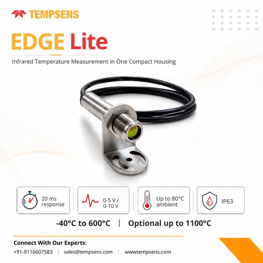 Tempsens's tweet photo. EDGE Lite is designed for compact, non-contact temperature measurement in OEM equipment and machine automation
For queries: sales@tempsens.com
Explore More At : https://t.co/JzLvYZ5wUl
#Tempsens #EDGELite #OEM #MachineAutomation #InfraredPyrometer https://t.co/JdRG75N8J4