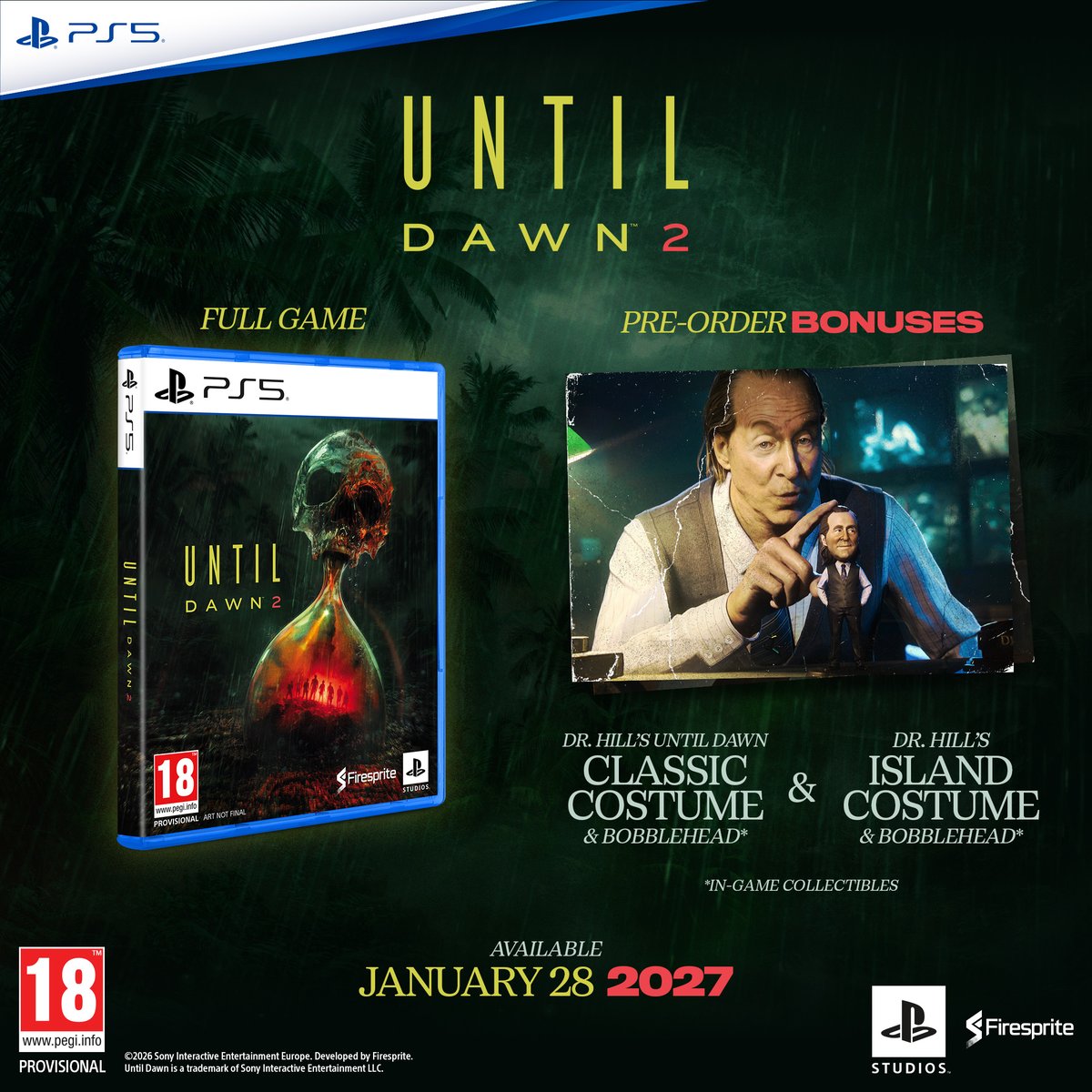 FirespriteGames's tweet photo. Dr. Hill returns for #UntilDawn2! 

⏳ Pre-order the Physical or Digital Edition from September 10th to unlock Dr. Hill costumes and in-game collectibles.

Find out more: https://t.co/jKvDkEaofq https://t.co/5Mg1sMX4VA