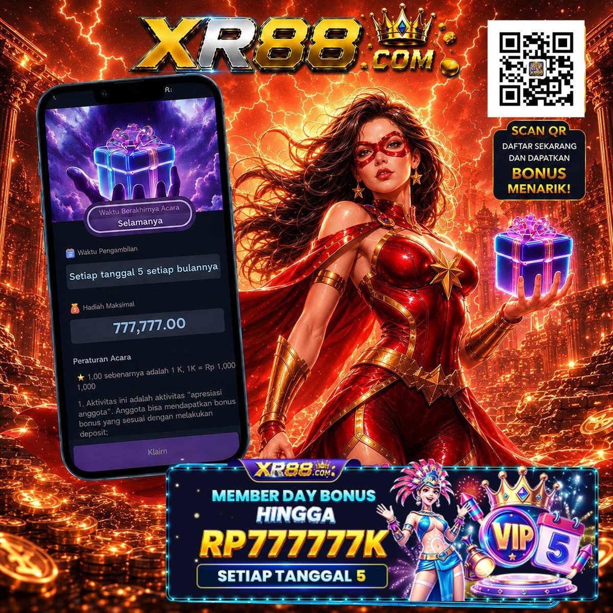 XR88com's tweet photo. 🎉 Kode bonus hari ini: 8️⃣8️⃣5️⃣9️⃣6️⃣🎉
Hadiah Menanti Besok, Tanggal 5 Setiap Bulan! 🎁Jangan lupa masuk dan dapatkan hadiah hingga RP777777K! https://t.co/sKANFjr3kc