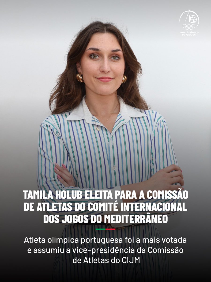 COPPORTUGAL's tweet photo. Portugal representado em mais uma Comissão de Atletas internacional 🇵🇹🙌

Tamila Holub foi a atleta mais votada nas eleições para Comissão de Atletas do Comité Internacional dos Jogos do Mediterrâneo (CIJM), para o mandato 2026-2030, assumindo o cargo de vice-presidente. https://t.co/B7X4Y9Bfgv