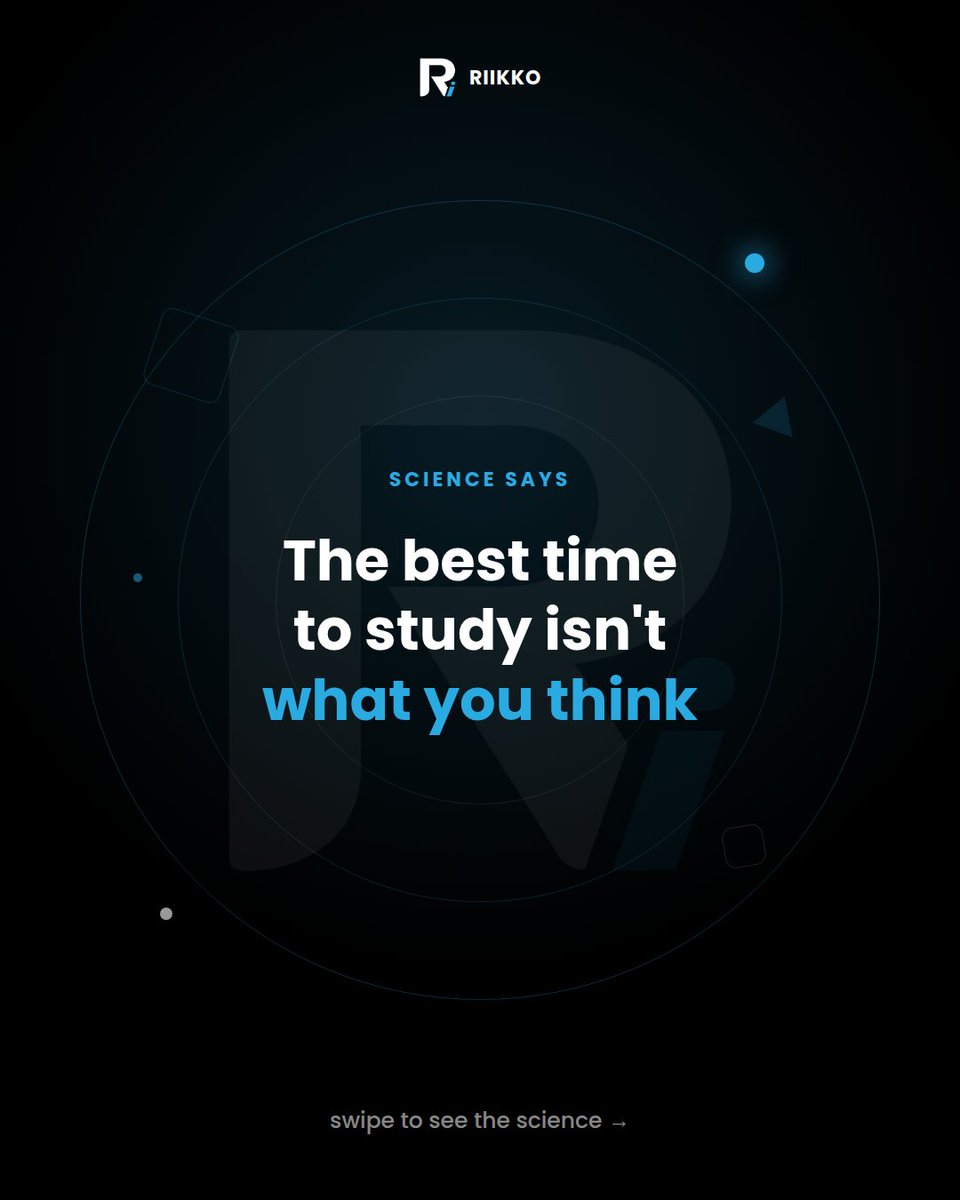 riikkoai's tweet photo. The "best time to study" isn't 5am or midnight — it's whenever YOUR brain actually focuses best. 🧠

Track your own focus window for a few days. That's your real answer, not a generic schedule.

#Riikko #StudySmart #StudentLife https://t.co/0cJS3VeNDL