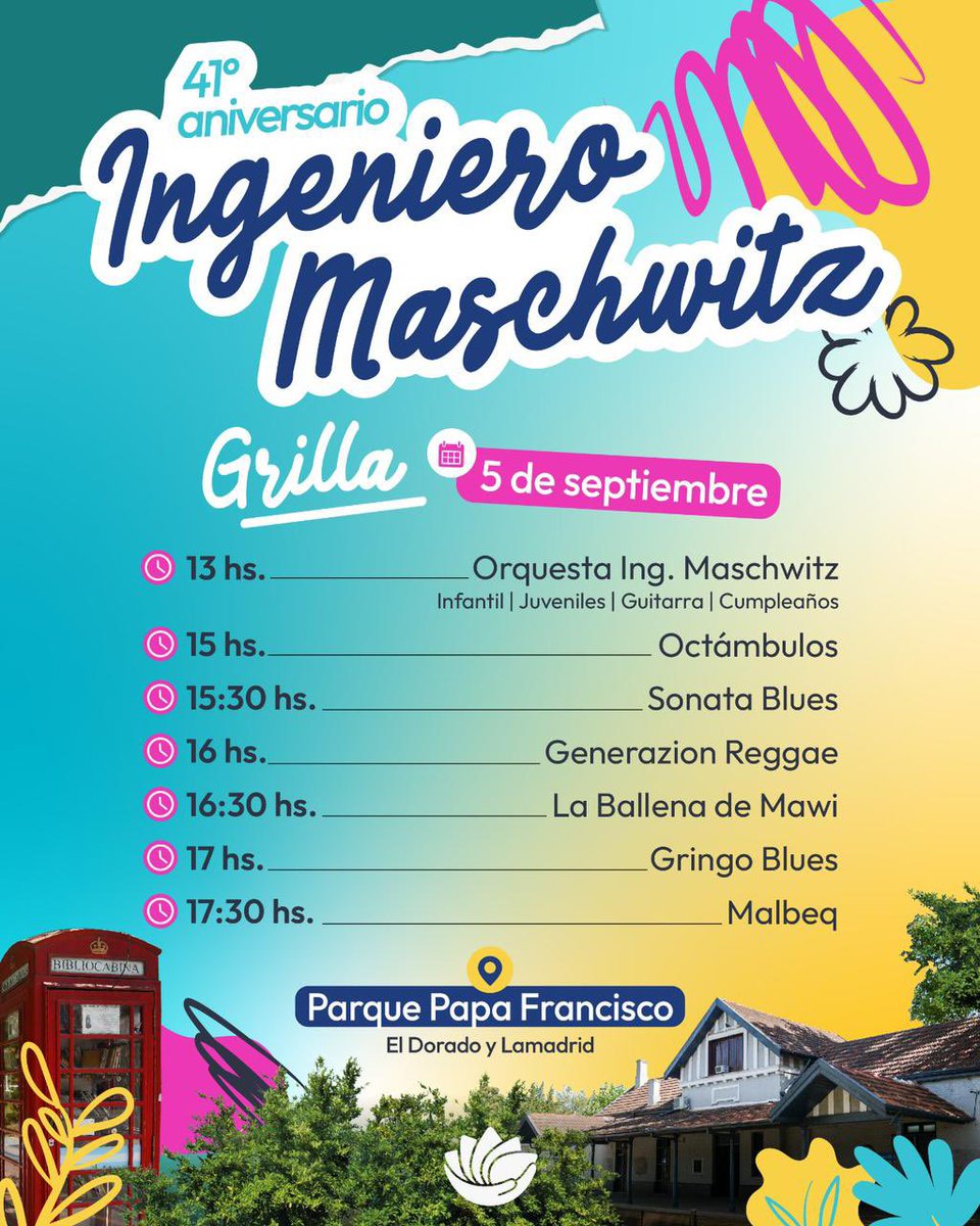 Escobar_Muni's tweet photo. ¡NONPALIDECE y ORKESTA POPULAR SAN BOMBA en el 41º Aniversario de Ingeniero Maschwitz! 🎉🎸🪘

Vení a vivir un fin de semana imperdible, música en vivo y encuentro para toda la familia en el corazón de nuestra localidad. 🇦🇷 https://t.co/eaR0cZnXlp