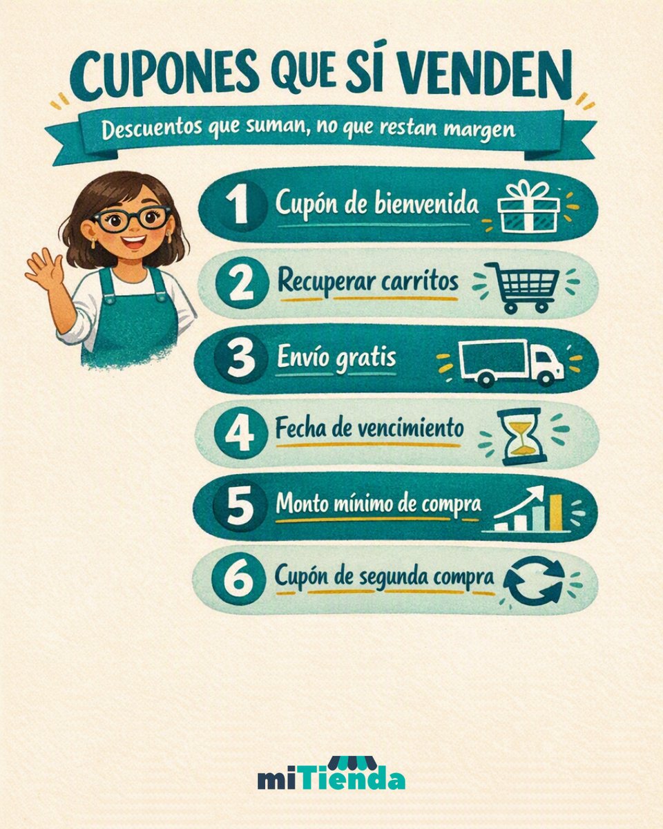 mitiendapuntope's tweet photo. Si el cupón desaparece y tus ventas no cambian, el cupón no estaba haciendo nada: solo estaba costando 💸

Cómo usar cupones en tu tienda online sin regalar tu margen 👉 https://t.co/JBPiGr7f8w https://t.co/9vpRrg6SmI