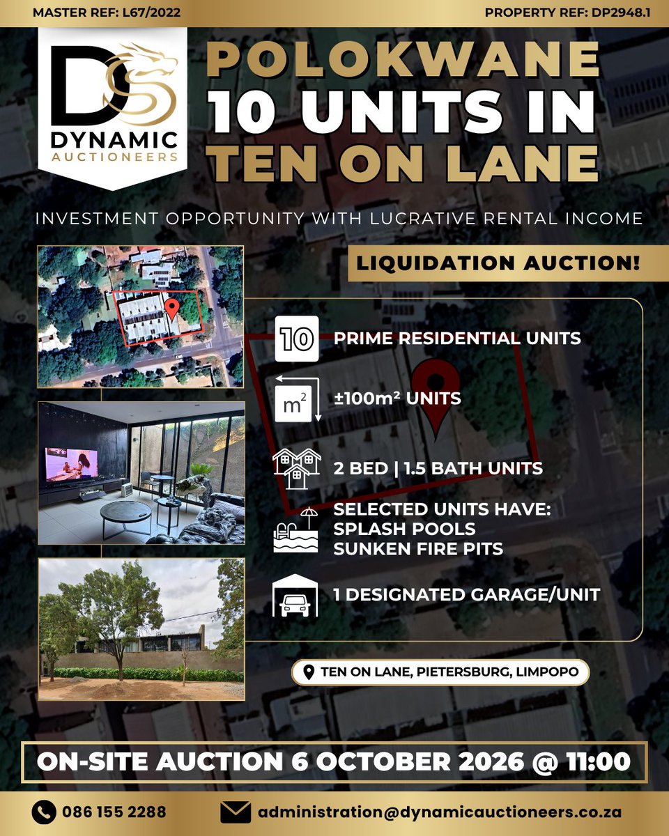 dynamic23574's tweet photo. 10 MODERN RESIDENTIAL UNITS IN POLOKWANE, LIMPOPO – LIQUIDATION AUCTION
#PolokwaneProperty #PolokwaneRealEstate #LimpopoProperty #PropertyAuction #LiquidationAuction #ResidentialProperty #InvestmentProperty #PropertyInvestor #BuyToLet #RentalProperty #RentalIncome #SectionalTitle https://t.co/2LBJqKUJE5