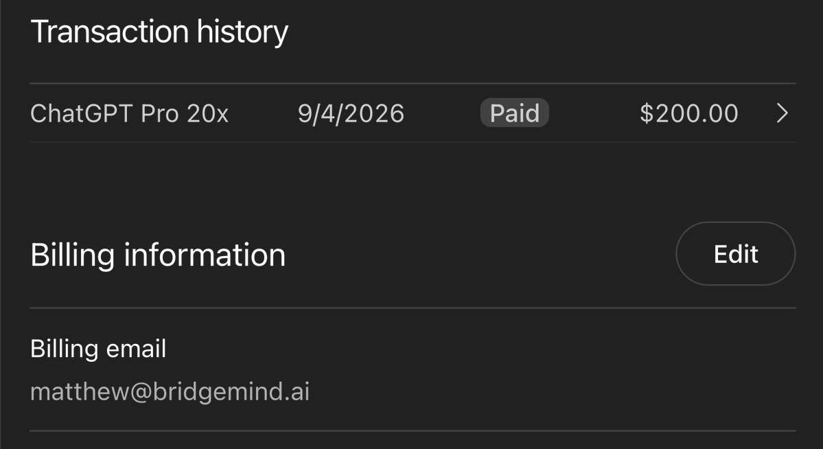 bridgemindai's tweet photo. I just bought my second $200 ChatGPT Pro subscription.

GPT 6 Astra looks insane and I want to test it live, on stream, in front of the biggest vibe coding community on the internet.

@OpenAI, give this account early access today. 

The vibe coding movement built its reputation on Claude Code. 

GPT Astra is your chance to take it back.
