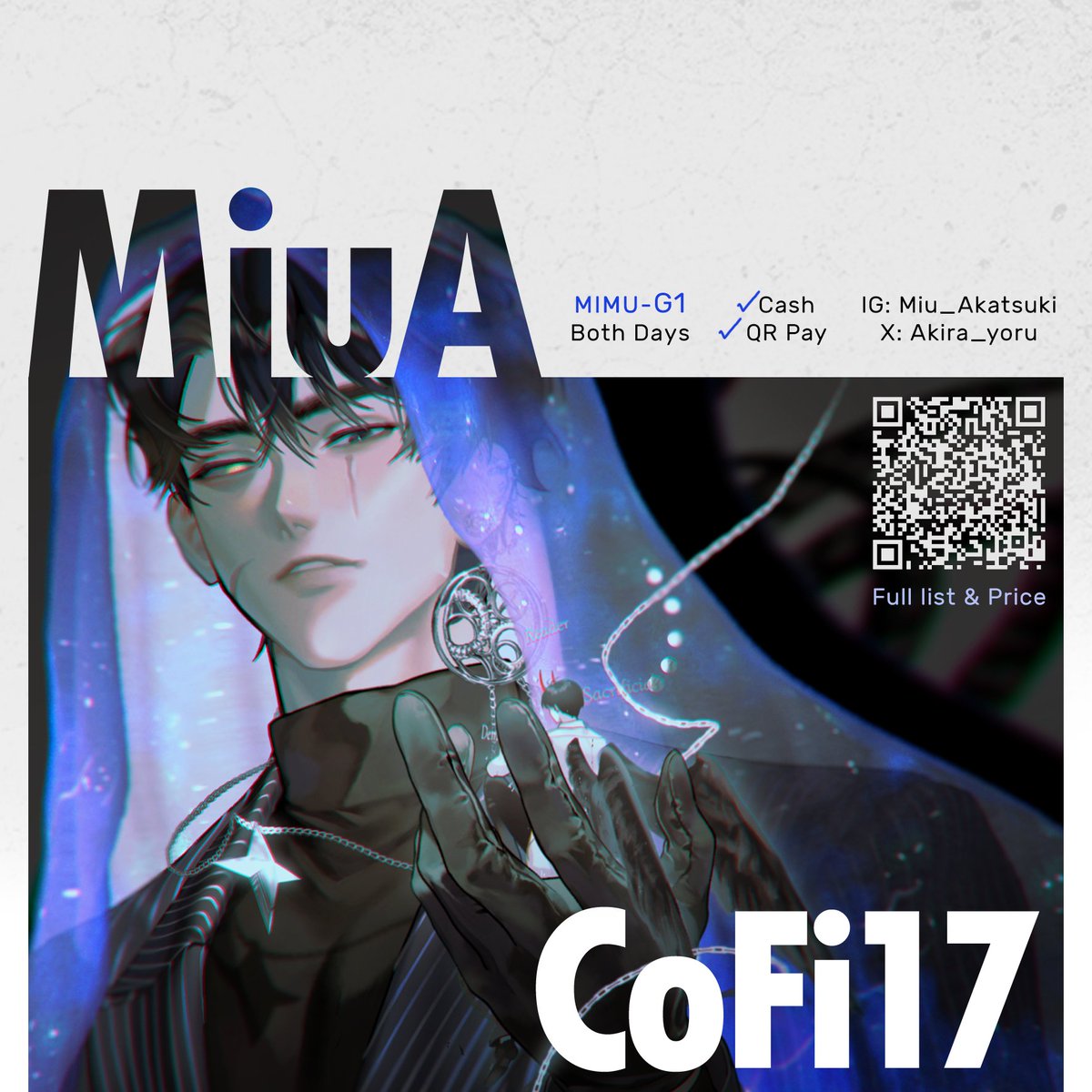 akira_yoru's tweet photo. #CoFiss17 catalogue are here!
Scan QR for Full catalogue 
(My 1st time boothing in person at Vietnam 🫶 kindly visit me)

🎪 Booth 'MiMu' G-1
📅 Sky Expo, Ho Chi Minh City, 3-4 Oct
💵 Cash, QR
🌟 JJK, ORV, Plave, Trigun

Excited to meet new friends! See you all there��️ #colorfiesta