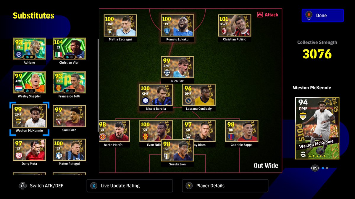 RolloTomasi1983's tweet photo. So far not going great want to use POTS team of 24-25. Started 1 win 2 lost. Also using some of the new Epics released with the new shooting skill. #efootball https://t.co/WhSTwVNhZq